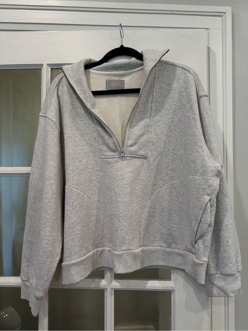 Everlane women’s Heather Light Gray Half‑Zip Pullover